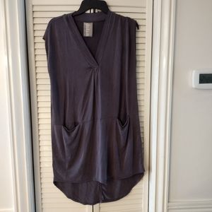 Grey silk tunic dress, beach cover